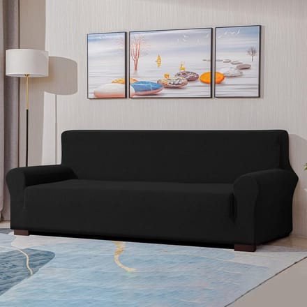 Stretch Sofa hoes Sofahoezen, Jacquard Sofahoezen voor bank, fauteuil 3-zits（Zwart, 185-235 cm）