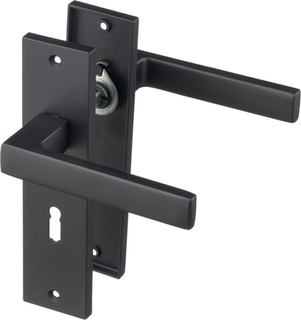 Ostiumhome® - Deurbeslag- Deurklink op kort schild met Sleutelgat 56mm - Mat Zwart - Ravello