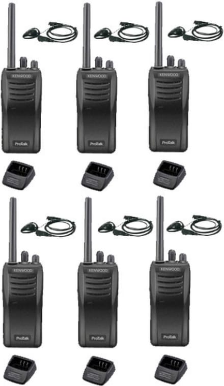 Set van 6 stuks Kenwood TK-3501 PMR446 met D-shape oortje en tafelladers