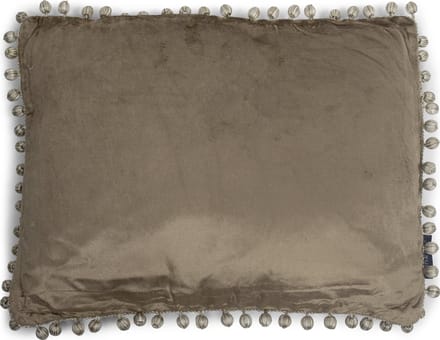 half kussen fluweel pom pom taupe 35x45cm