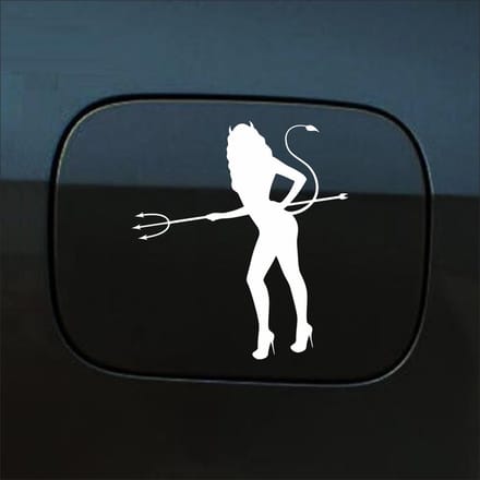 Bumpersticker - Vrouw Duivel - 14 X 13 - Wit