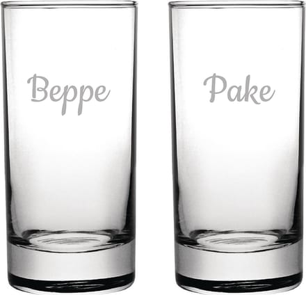 Gegraveerde longdrinkglas 28,5cl Pake & Beppe