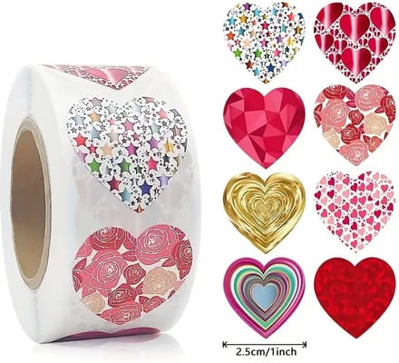 DW4Trading Stickerrol Gekleurde Hartjes - Sluitstickers - Ø 2,6 cm - 500 Stuks