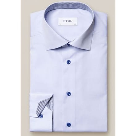 Eton Overhemd Uni Poplin Fine Contrast Licht Blauw / male