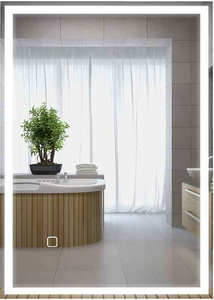 HOMCOM-Badezimmerspiegel-Glas-70L x 50B x 4H cm-Silber