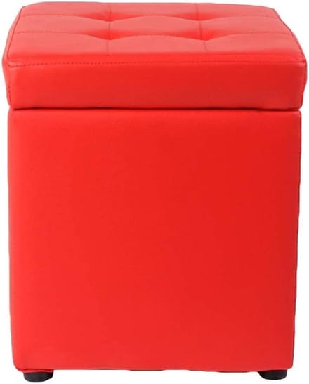 Opberg Poef - Zitkruk Organizer - Ruimte Besparen - Scharnierende Deksel - 30x30x35cm - Rood