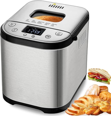Broodmachine Automatisch - Broodmaker Deegmaker - Zelf Brood Bakken - 15 Programma's - 2 pond capaciteit - Zilver