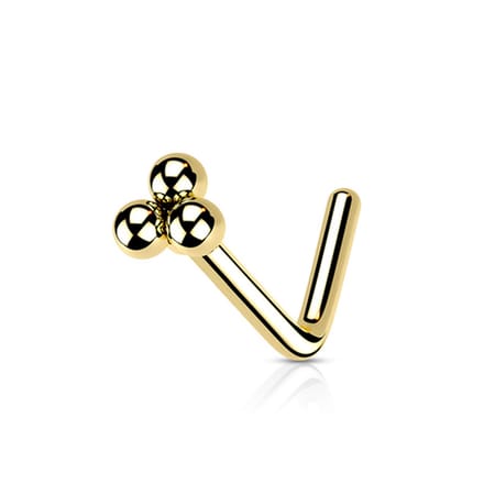 Neuspiercing PVD L-bend cluster top 0.8x6x2.8 - goud - LMPiercings