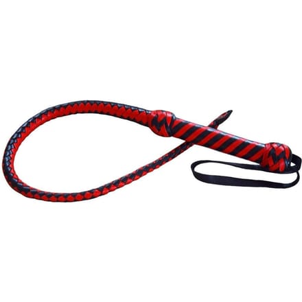 Gevlochten single Zweep Zwart / Rood - 100cm