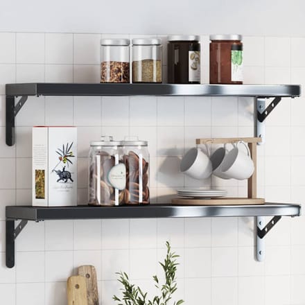 vidaXL - Plankdragers - 4 - st - 20x2,5x14 - cm - roestvrijstaal - zwart