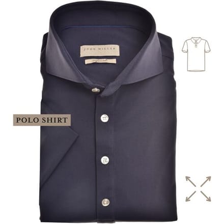 John Miller Polo Short Sleeve Slim Stretch Donker Blauw / male