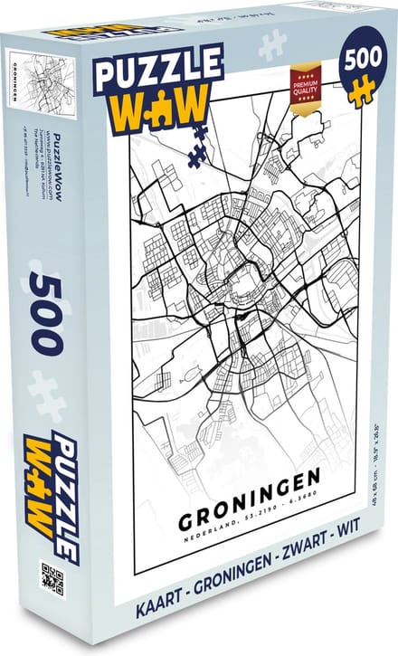 Puzzel Kaart - Groningen - Zwart - Wit - Legpuzzel - Puzzel 500 stukjes