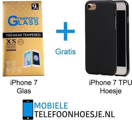 iPhone 7 Screenprotector + Gratis TPU Hoesje Zwart