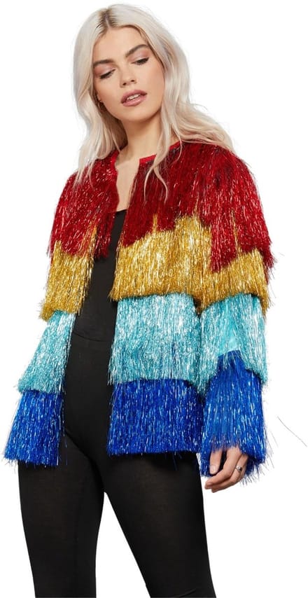 Fever - Tinsel Festival Kostuum Jacket - S/M - Regenboog