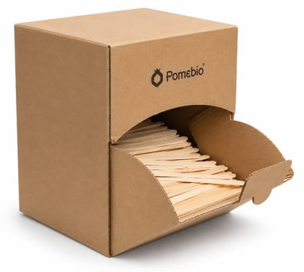 Pomebio houten roerstaafjes - 11 cm - 1000 stuks in dispenserbox