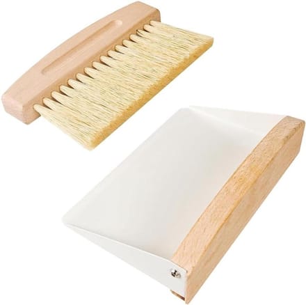 Kleine Stoffer en Blik - Mini Borstel Set - Tafel Schoonmaken - Magnetisch Ontwerp - 15x10.5cm - Wit