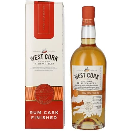 West Cork Irish Whiskey Rum Cask Finished 43% Vol. 0,7l in geschenkverpakking