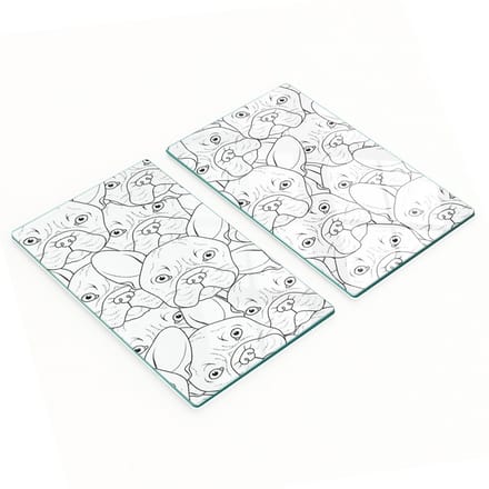 Multifunctionele decoratieve glazen borden met bulldogprint 2x30x52 cm
