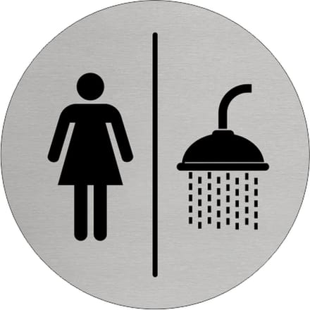 CombiCraft Aluminium deurbordje 'Vrouwen en Douche' Ø75 mm met 3M-tape