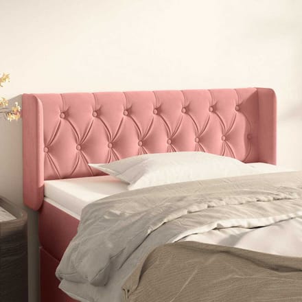 vidaXL - Hoofdbord - met - randen - 93x16x78/88 - cm - fluweel - roze