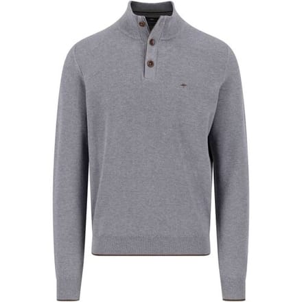 Fynch-Hatton Trui Troyer Button Allover Texture Steel / male
