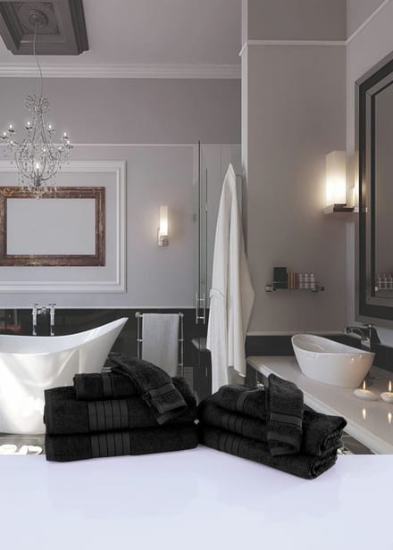 Good Morning uni handdoek effen kleur - Handdoekenset 2 - Zwart - Badstof
