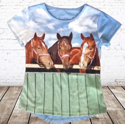 Licht shirt met paarden - Blauw - 86/92