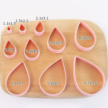 10PCS Waterdrop Shape Cookie Cutter Set Gebak Bakvorm Polymeer Klei Cutters Cake Cutter Mold 10pcs beige