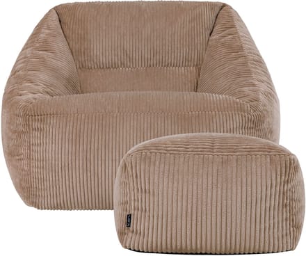 icon - Natalia XL Zitzak Fauteuil met Poef - Ribfluweel - Mocha