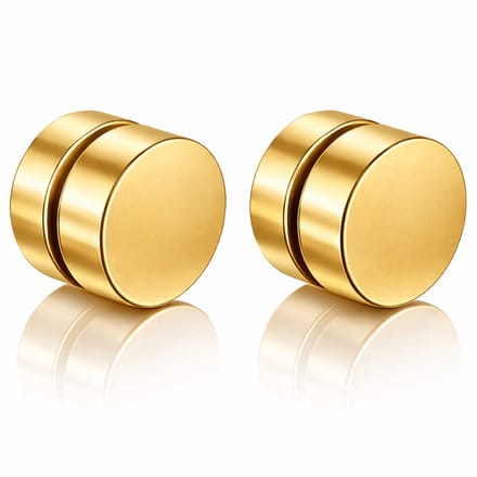 Magnetische Stud oorbellen Goudkleurig 8mm
