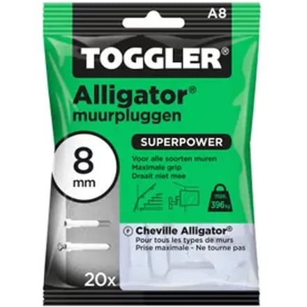 Toggler Muurplug Alligator Kunststof - Diameter 8 Mm - 20 Stuks