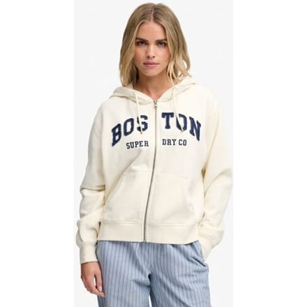 Superdry Athletic Essentials Relaxed Crop Sweatshirt Met Rits Wit M Vrouw