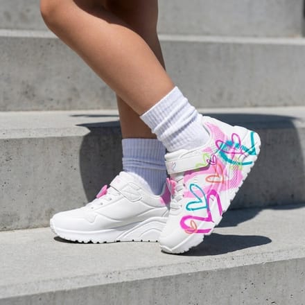 Skechers Uno Lite Graffiti Hearts wit Synthetisch - Sneakers - Dames