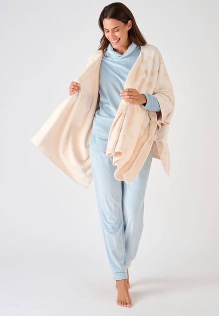 Damart - Poncho fleece met Thermolactyl-label - Dames - Wit - Eén maat