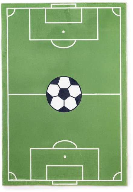 Kindervloerkleed voetbalveld - Fluffito Strike groen 80x150