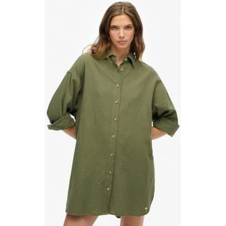Superdry Lang Ibiza-strandoverhemd Green Grootte: 42