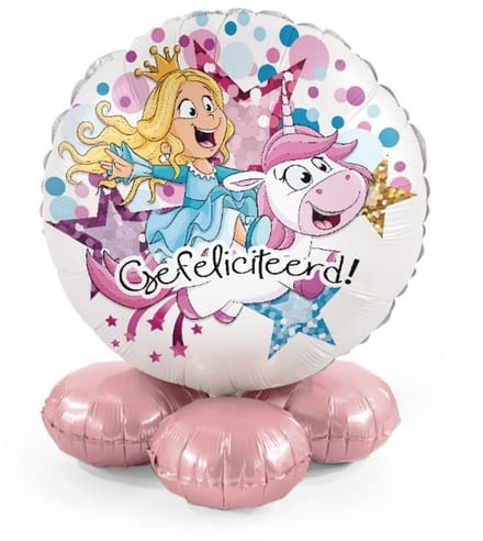 Gefeliciteerd - Eenhoorn & Prinses - Ballonnen set met standaard - Everloon