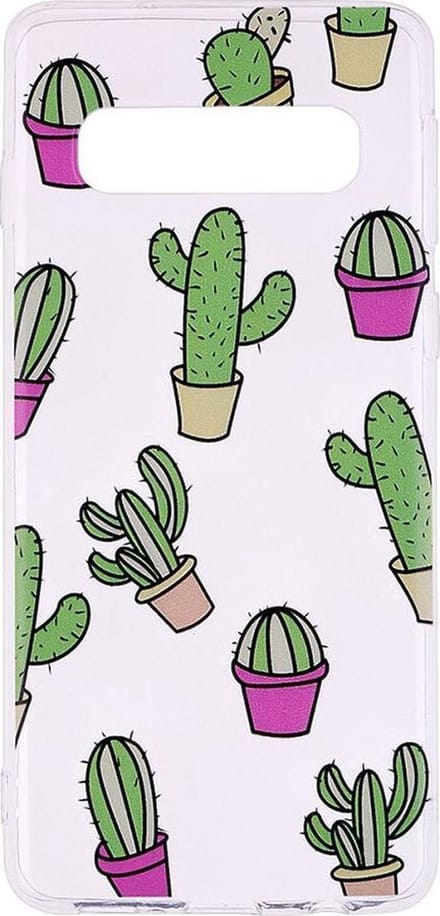 Shop4 - Samsung Galaxy S10 Hoesje - Zachte Back Case Cactussen Transparant