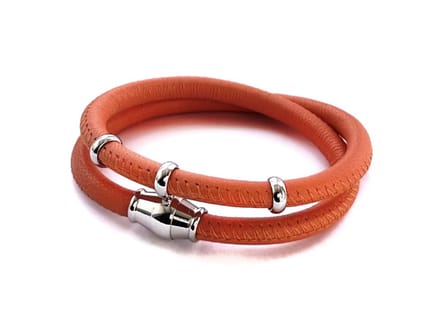 NIEUW! Jolla - dames wikkelarmband - zilver - leer - magneetsluiting - bedels - Basic Silver - Orange