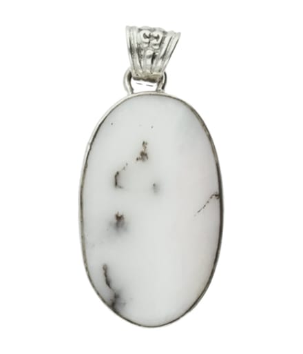 Zilveren Dendriet Opaal edelsteen ovaal groot hanger