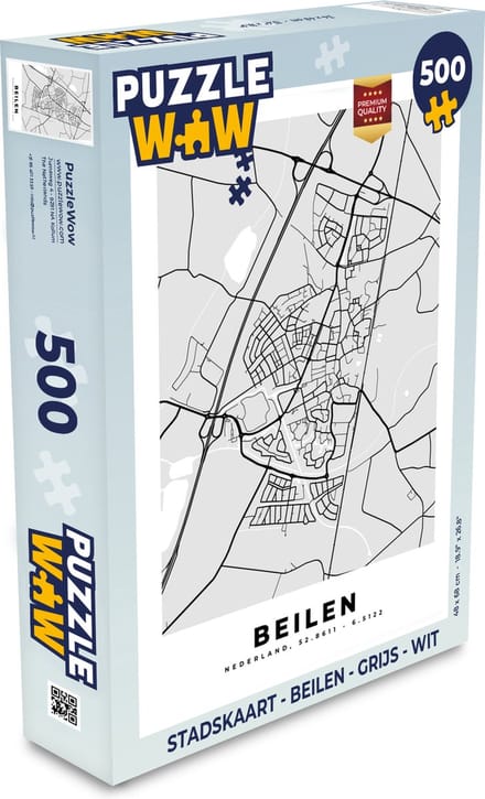 Puzzel Stadskaart - Beilen - Grijs - Wit - Legpuzzel - Puzzel 500 stukjes - Plattegrond