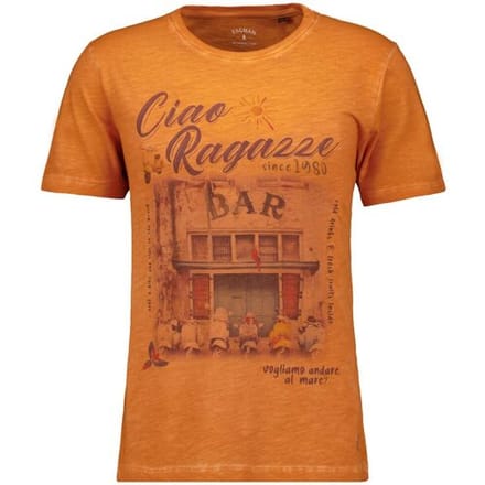 Ragman T-Shirt Jersey Bar Graphic Crew Neck Abrikoos / male