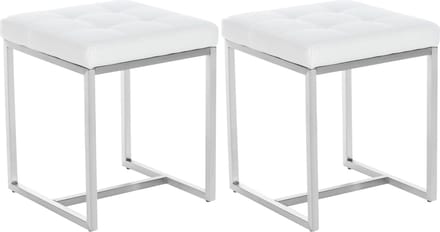 CLP Barci Set van 2 Hockers - RVS - Kunstleer - wit