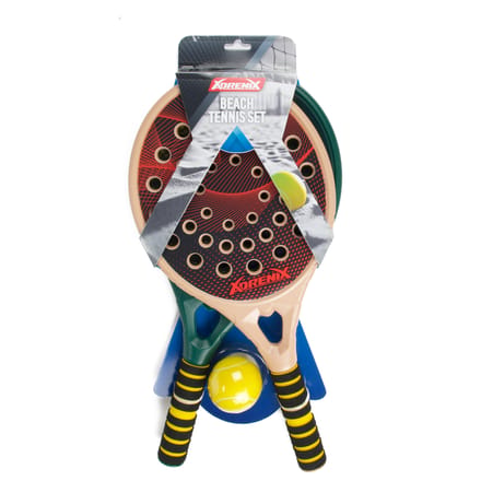 Strandtennis set deluxe buitenspeelgoed met 2 rackets en bal.