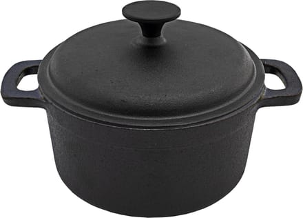 Cast Iron - Braadpan - Gietijzer - Met deksel - Ø24x11cm - Zwart