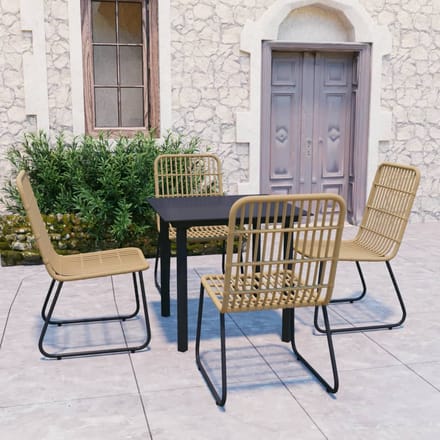vidaXL - 5-delige - Tuinset - poly - rattan - en - glas