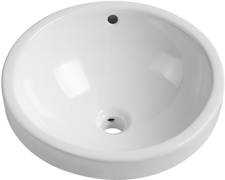 Vente-unique Ronde, half ingebouwde keramische wastafel voor de badkamer - 46 cm - Wit - CATONAC II