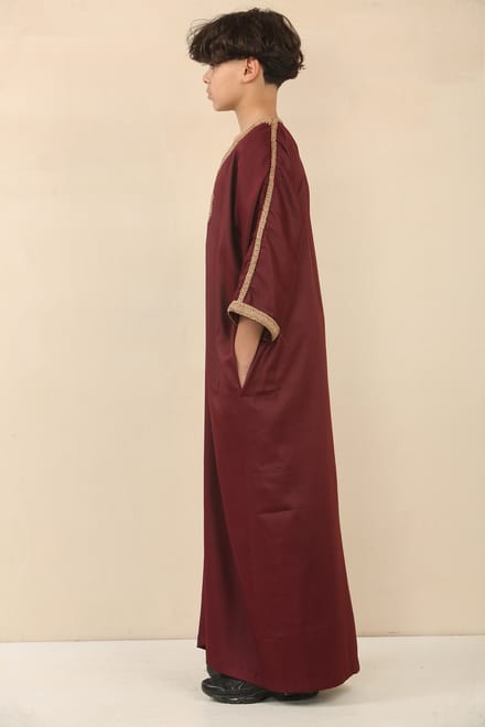 Kinderjongens Bourgondische Marokkaanse Thobe Jubba Robe Eid Djellaba Gandoura