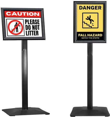 Zwarte A4-displaystandaard - Zware bordstandaard - Aluminium met PVC-plaat