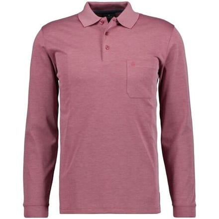 Ragman Softknit Polo Longsleeve Uni Breast Pocket Dark Vintage Red / male